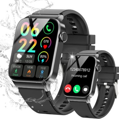 STECEi Smart Watch for Men Women Bluetooth Call, 1.85" HD Screen Smartwatch with Heart Rate/Sleep Monitor, 110+ Sport Modes Activity Trackers IP68 Waterproof, Fitness Watch for Android iOS, Black